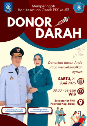 HKG PKK ke-53, Gubernur dan Ketua TP PKK Babel Ajak Masyarakat Donor Darah