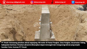 Dukung Destinasi Wisata Karimun, PT Timah Pasang Penahan Abrasi di Pantai Pongkar
