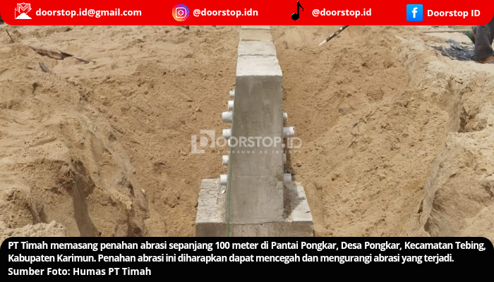 Dukung Destinasi Wisata Karimun, PT Timah Pasang Penahan Abrasi di Pantai Pongkar