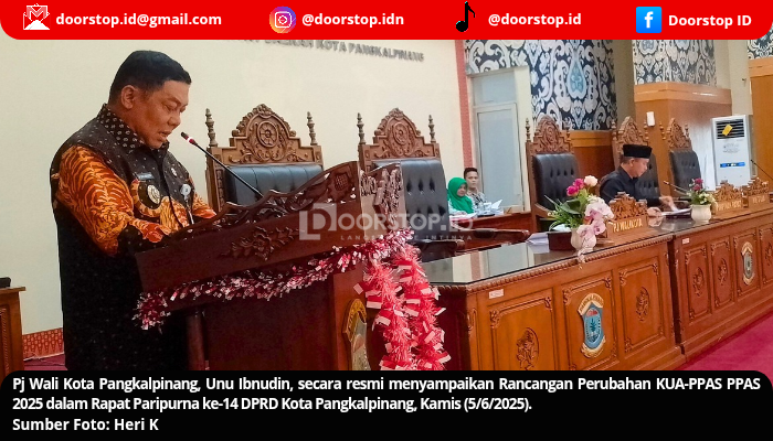Pj Wali Kota Pangkalpinang Sampaikan Rancangan Perubahan KUA-PPAS 2025, Tekankan Optimalisasi Anggaran dan Persiapan Pilkada Ulang