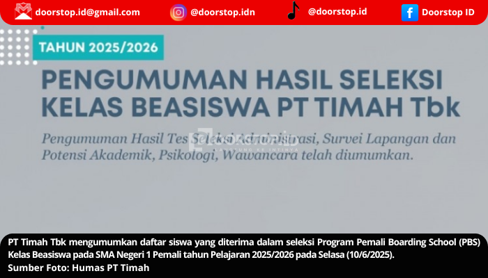 PT Timah Umumkan Hasil Seleksi Program PBS Kelas Beasiswa Tahun 2025