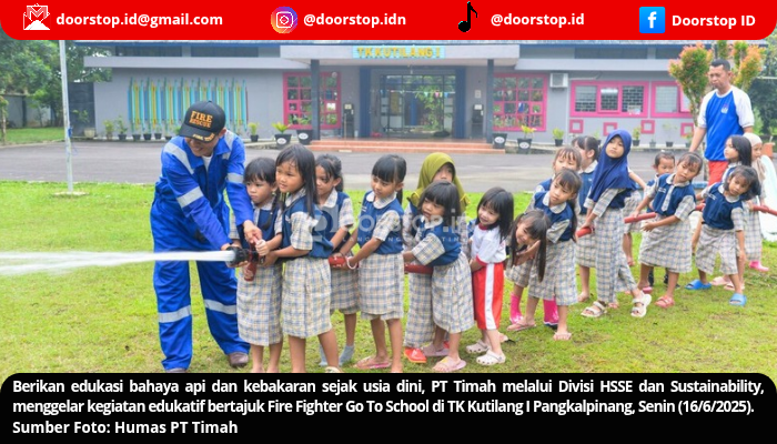 Edukasi Bahaya Api Sejak Dini, PT Timah Gelar Fire Fighter Go to School di TK Kutilang I Pangkalpinang