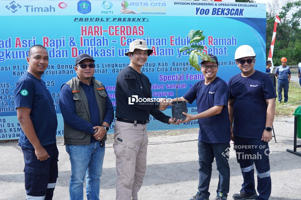 PT Timah Serahkan Bantuan Bibit untuk Rumah Kompos KSM Resam, Kolaborasi dalam Penghijauan