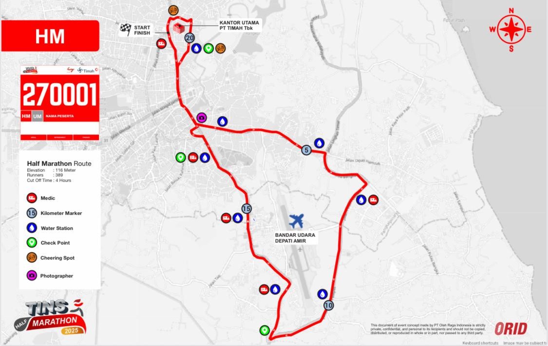 Dua Hari Lagi Tins Half Marathon 2025 Siap Digelar, Ini Rutenya