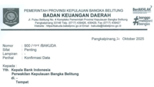 Surati BI, Pemprov Babel Minta Penjelasan Soal Duit Mengendap Rp 2,1 Triliun