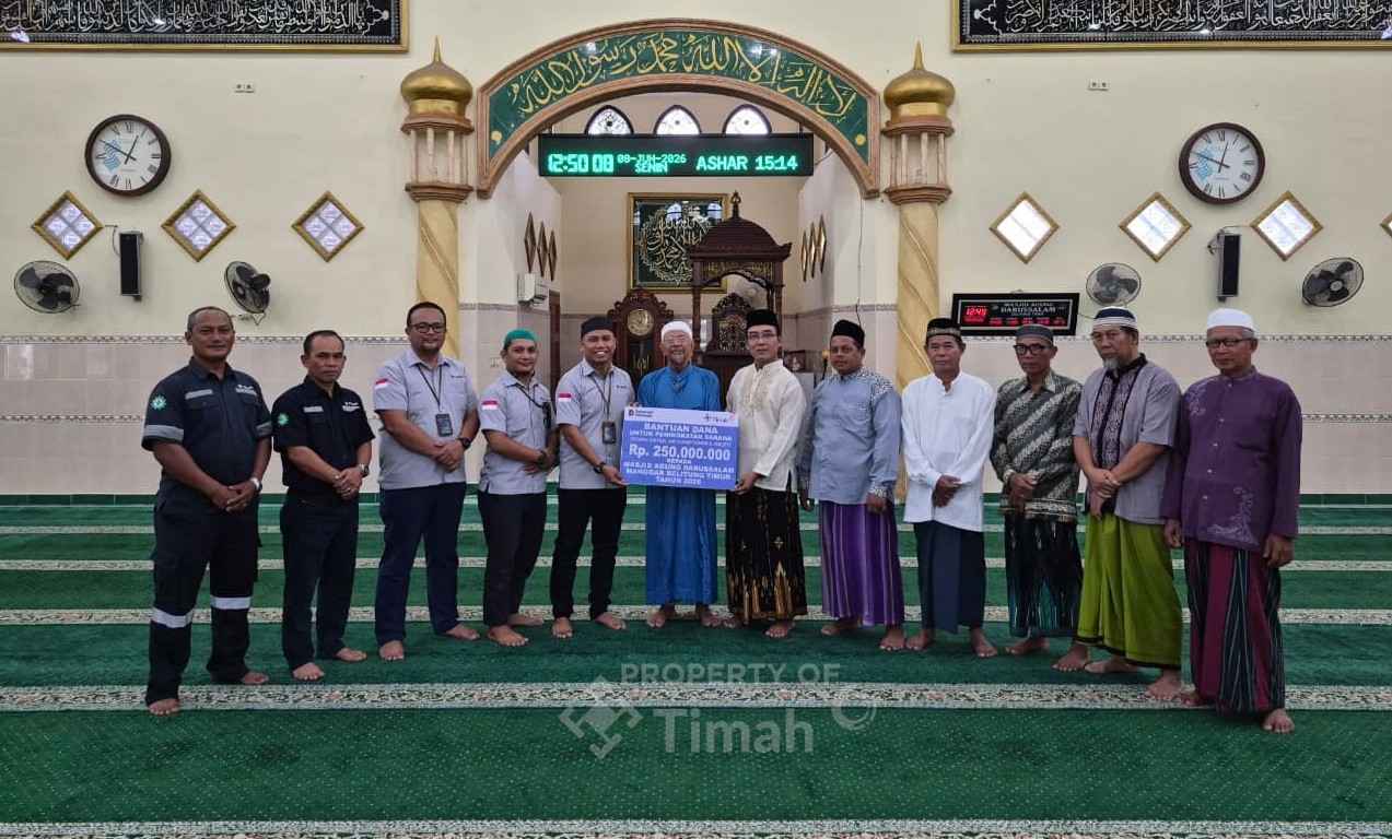 PT TIMAH Bantu Sarana dan Prasarana Masjid Agung Darussalam Belitung Timur