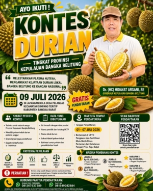 Pemprov Babel Gelar Kontes Durian Tingkat Provinsi 2026, Dorong Durian Lokal Tembus Pasar Nasional