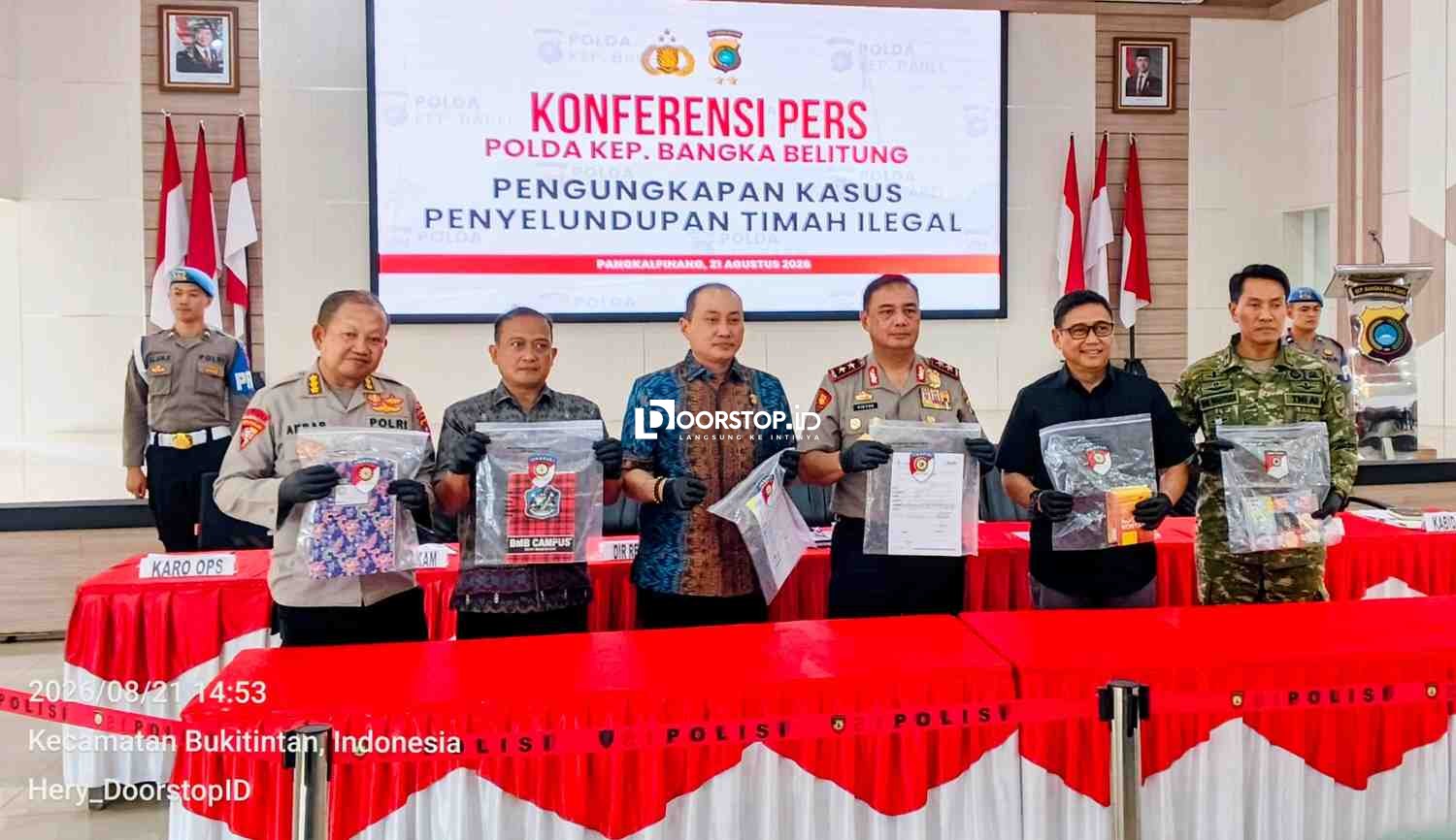 Sepanjang Agustus 2026, Polda Babel Berhasil Ungkap Kasus Penyelundupan Pasir Timah Seberat Total 90,1 Ton