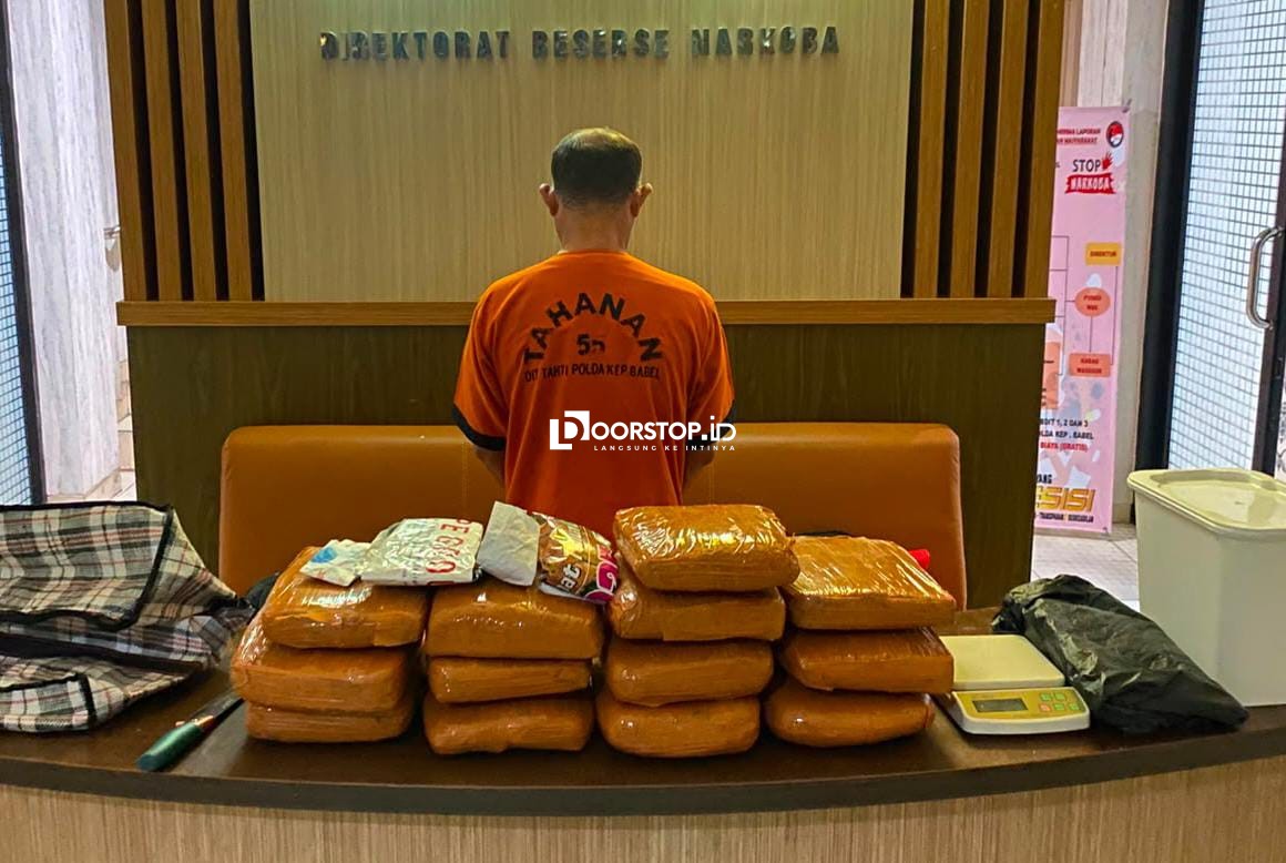 Ditresnarkoba Polda Babel Ringkus Pria di Pangkalpinang, 12.8 Kg Ganja Diamankan
