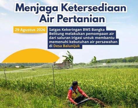 Sawah Mulai Mengering, Satgas BWS Babel Pacu Pemompaan Irigasi Desa Balunijuk