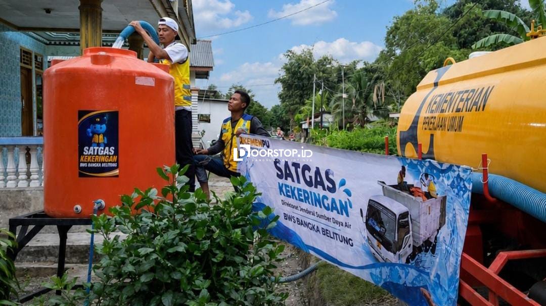 Satgas Kekeringan BWS Babel Pasok Ribuan Liter Air Bersih ke Tiga Desa di Bangka Tengah
