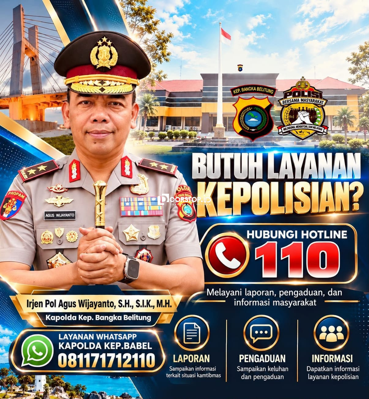 Tingkatkan Pelayanan Masyarakat, Polda Babel Buka Hotline 110 dan Whatsapp Kapolda